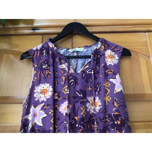 Sonoma Dress Womens Size XL Purple Floral Linen Rayon Blend  Boho - Picture 4 of 13